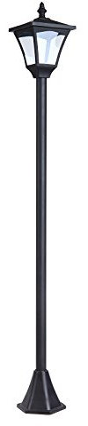 Outsunny Lampada da Giardino Lampada da Terra Lampione LED da Esterno Energia Solare Impermeabile IP44, 15x15x120 cm, Nero