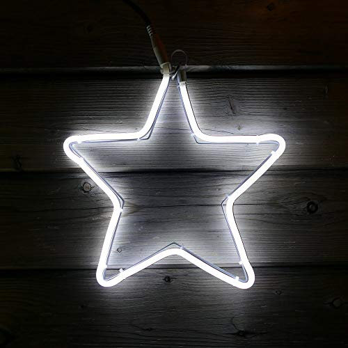 Gartenpirat LED Weihnachtsstern 30x30cm Neon-Stern kaltweiß Timer - Weihnachtsdeko zum Aufhängen - Weihnachtsbeleuchtung außen