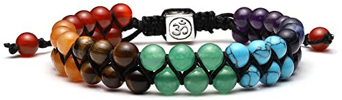 JSDDE Natural Crystals Bracelet Womens 7 Chakra Crystal Stone Rope Braided Gemstone Bracelets