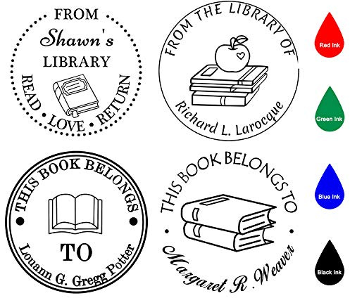 Personalisierte Stempel,Individueller Stempel Rund,Durchmesser 40 mm,Buch/Klassenzimmer/Bibliothek/Lehrer Stempel