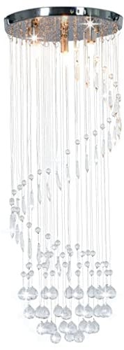 vidaXL Deckenleuchte mit Kristallperlen Hängeleuchte Kristall Kronleuchter Lüster Deckenlampe Leuchte Lampe Pendelleuchte Silbern Spirale G9