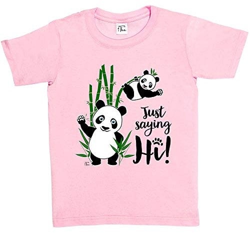 1Tee Girls Just Saying Hi, Panda T-Shirt Baby Pink 9-11 Years