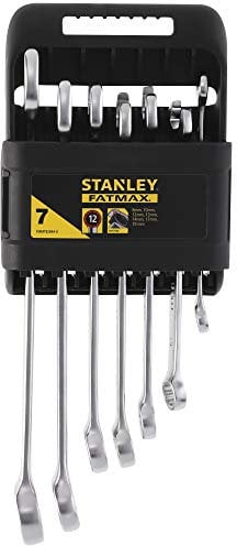 Stanley Fmmt82844-0 Combination Spanners - FatMax Range - Anti Slip System - Better Fork Grip to Screw Head - 15° Angled Fork - Supplied with Storage Case - Set of 7