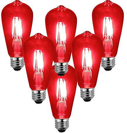 DC VOLTAGE Lampada a goccia LED ST64 E27 Lampadina con base a vite a filamento flessibile dimmerabile da 4 W Calda 2800 K, equivalente a 40 W, Lunga durata 25000 ore Rosso Confezione da 1 Confezione