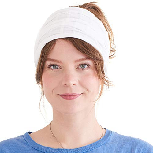 CHARM Baumwolle Haarband Stirnband Bandana Unisex -Weich Breites Chemo Headband Japanisch Weiß