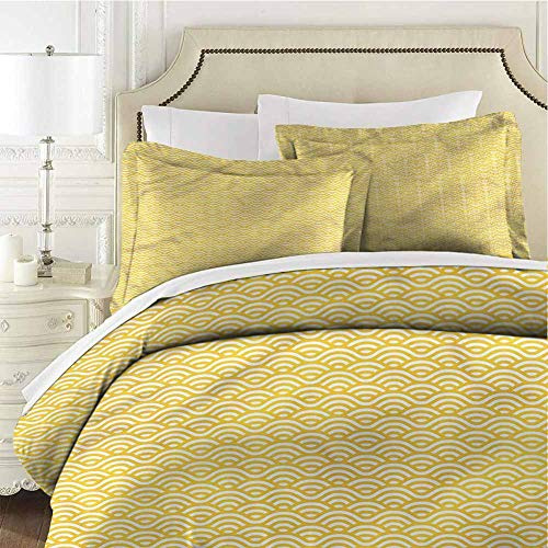 Mannwarehouse Bettwäsche-Set, 3-teilig, 100 % gewaschene Mikrofaser, für Queensize-Betten, 228,6 x 228,6 cm, Gelb