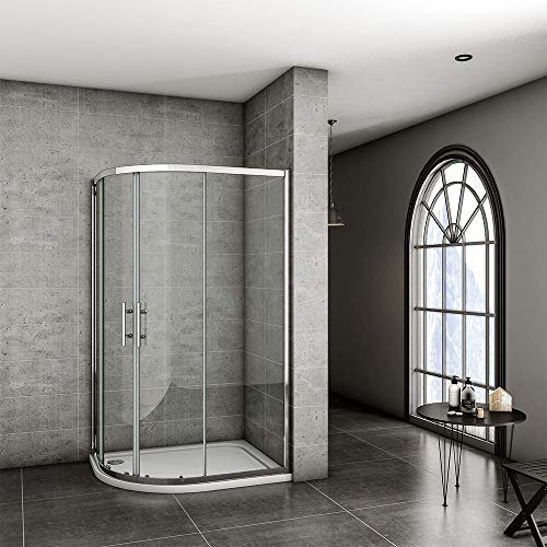 1000x800x1900mm Left Quadrant Shower Enclosure Cubicle Glass Screen Sliding Shower Door with Tray + Free Waste