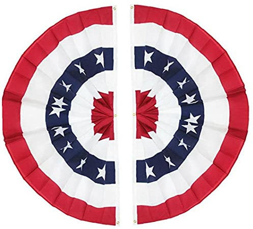 2 Pcs USA Fan Plissé Drapeau Drapeau Américain Drapeau Drapeau Drapeau De Bannière De Demi-Ventilateur Patriotique (3x6 Pieds) Décorations Intérieures/Extérieures