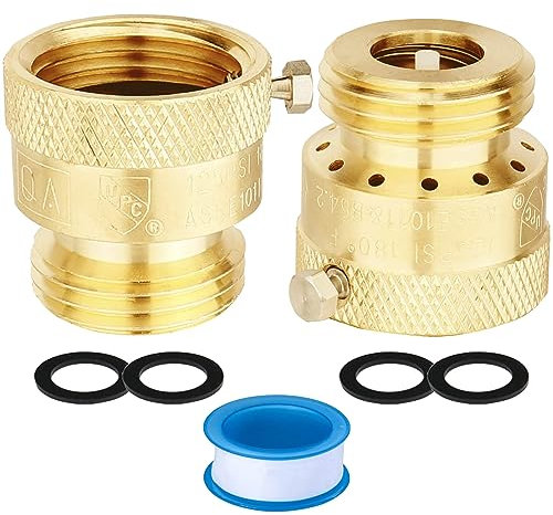 WHK Lot de 2 clapets anti-retour sous vide pour tuyau d'arrosage pour connecter un robinet extérieur de 1,9 cm, arroseur, camping-car, anti-siphon