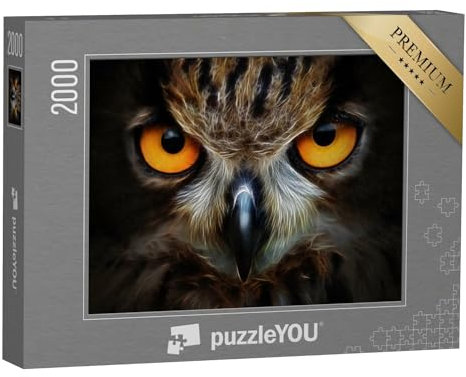 puzzleYOU: Puzzle 2000 Teile „Fraktale Hintergrund: Eule, Porträt, Tier“ – aus der Puzzle-Kollektion Eulen, Vögel, Exotische Tiere & Trend-Tiere