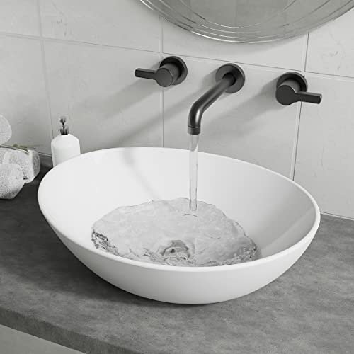 BELOFAY Modern Bathroom Basin Sink, Counter Top White Cloakroom Ceramic Basin for Bathroom, Vanity Cabinet, and Toilet (Oval 1)