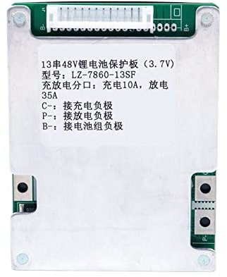 Fasizi 48V 35A 13Series BMS PCB Protection Board with Balancing for Li-ion Cell 18650 Battery