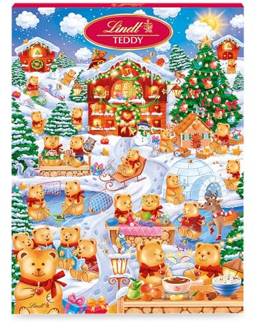 Lindt Schokolade Teddy Wimmelbild Adventskalender 2024 | 265 g | süße Überraschungen, zum Teil mit Milchcrème gefüllt | Schokolade für die Weihnachtszeit | Für Kinder | Schokoladen-Geschenk