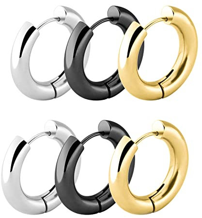 Skcess Süße Ohrringe Damen Silber Gold Schwarz, Creolen Titan Stahl Großer Kreis Schmuck Mama