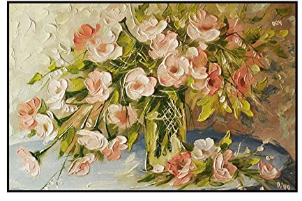Acrylbilder, Rosa Textur Orchidee Blumen Strauß Flasche Pflanze Moderne Kunstwerke Abstrakte Gemälde Handgemalte Ölgemälde Auf Leinwand Wandkunst Für Wohnzimmer Schlafzimmer Büro Wohnkultur,1