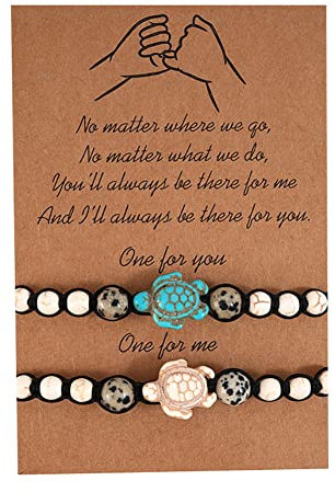 Carufin Boho Armband Türkis Türkis Perlen Hand Schildkröte Geflochtener Wachsfaden Einstellbare Freundschaft Handarbeit, Muttertag, Valentinstag Geschenke