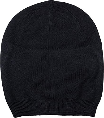 styleBREAKER Unisex Feinstrick Beanie Mütze Einfarbig mit Rippbündchen, Doppellagige Winter Strickmütze warm 04024195, Farbe:Schwarz