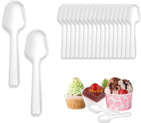 Cuillères en Transparen, 60 Pièces Cuillères Plastique Transparent, Mini Cuillères, Mini Cuillères de dégustation en plastique, Bonbons Cuillères, Cuillères en Plastique, Mini Cuillères À Dessert