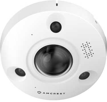 Amcrest Fisheye IP POE Camera, 360° Panoramica 12-Megapixel Telecamera IP POE, rilevamento mappe termiche, protezione perimetrale, conteggio persone, visione notturna 33 piedi, registrazione MicroSD,