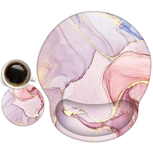 newplenty Mauspad,Mousepad Mit Handauflage, Mauspad Mit Gelkissen,Ergonomisches Mousepads Mit Untersetzer für Computer, Laptop (Marmor 3)