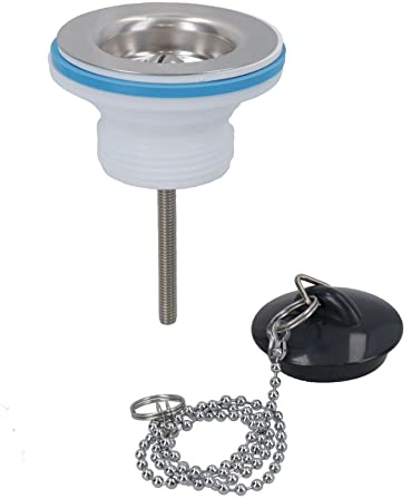 1-1/4in. Kitchen Sink Strainer Waste Complete with Plug + Chain + Fixing Bolt