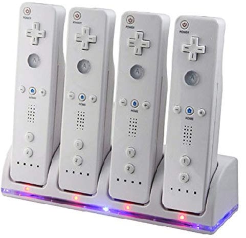 VACANON Charging Dock Station for Wii, 4 IN 1 Controller Charging Station with 4PCS 2800mAh Rechargeable Batteries for Wii Remote Controller