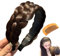 Perücke Haarreifen Zopf Geflochten Haarband im Koreanischen Stil, Breit Synthetische Haar Geflochtenes Stirnband, Perücke Haarbänder für Frauen Haar Rutschfest (Dunkelbraun mit Kämmen)