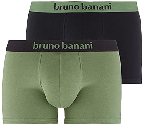 Bruno Banani Herren 2pack Flowing Boxershorts, Dillgrün/Schwarz // Schwarz/Dillgrün, S EU