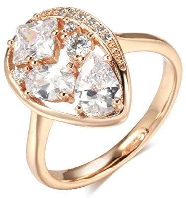 YAHOYA Roségold Zirkon Ringe Inlay Quadrat Tropfen Runde Zirkone Verlobung 585 Gold Ringe Europäische Hochzeit Mode Edler Schmuck