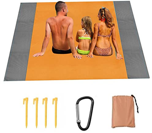 SunaOmni Stranddecke Picknickdecke Sanddach-strandmatte Wasserdicht 200 X 210 cm Faltbar Tragbar Picknick-teppiche Campingmatte Für Garten Wandern Orange Picknickdecke Wasserdicht Große Picknickdecke