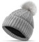 FORVEVO Mütze Damen Winter, Beanie Damen mit Fleece Gefüttert, Warme Wintermütze, Strickmützen mit Bommel für Outdoor Laufen Skifahren (Grau)