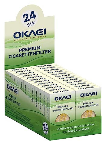 Okaei Zigarettenfilter | 24x30 ProBox 720 Stück Zigarettenfilter I für weniger Teer & Nikotin | Zigarettenspitze | Nikotin-Filter | Zigarettenspitzen mit Microfilter | Filter Aufsatz 8mm | BPA Frei