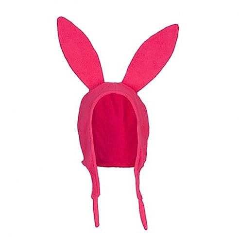 Edhomenn Bob's Burgers Louise Hasenohren Hut für Erwachsene, Einheitsgröße, Winter, warm, Halloween, winddicht, Kaninchen, lange Ohren (Rosa, Erwachsene), rose, Einheitsgröße