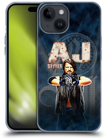 Head Case Designs Offizielle WWE AJ Styles Superstars Soft Gel Handyhülle Hülle kompatibel mit Apple iPhone 15