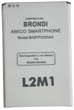 L2M1 Batteria per Brondi Amico Smartphone + Più Plus Senior Smartphone Brondi Amico Smartphone Model BIGFP2000AA Rechargeable Li-ion Battery BL-55A 3.7V 2000mAh 7.4Wh