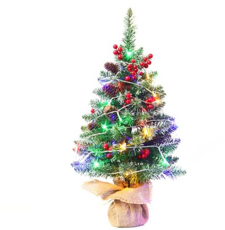 LICHENGTAI 45cm Kleiner Weihnachtsbaum, Künstlicher Tannenbaum Weihnachtsdeko mit Beleuchtung LED Licht Mini Künstlich Weihnachtsbaum Geschmückt Weihnachten Deko für Tisch Schreibtisch Zuhause Büro