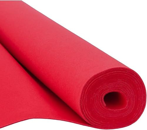 Fabreco Soft Filz Meterware 3mm Dicke (150 x 50 cm) | Weicher Filzstoff Meterware | Filz zum Basteln, Dekoration & DIY | Bastelfilz 3mm für Polster, Tischläufer, Filzmatte & Filzunterlage (Rot)