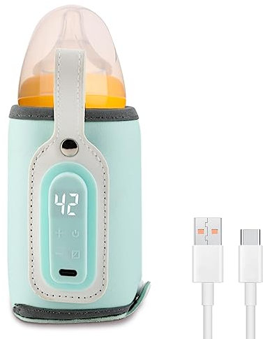 Scaldabiberon portatile, scaldabiberon USB con display LCD, temperatura regolabile, borsa scaldabiberon scaldavivande, scaldabiberon scaldabiberon termostato scaldabiberon per tutte le bottiglie