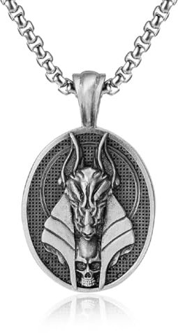 Anubis-Medaillen-Anhänger, Alte Ägyptische Gott-Anubis-Halskette Für Männer, Gotische Anubis-Medaillon-Halskette Punk-Todesgott-Anubis-Schmuck, Ägyptische Anubis-Amulett-Anhänger-Halskette Für Jungen