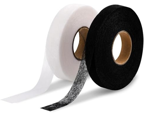 2 Pack Wonder Web Hemming Tape, 2cm Wide No Sewing Iron on Tape Roll Fabric Fusing Tape Strong Fusible Fabric Tape for Jeans Curtain Trousers Garment Cloth, two color each 55 Yards