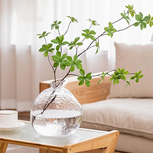 XIUWOUG Klare Glasvase,Gehämmerte Vase,Geriffelte Glasvase,Klare Blumenvase,Moderne Vase,Große Glasvase für Wohnzimmerdekoration, Esstischdekoration,Clear