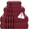 Casa Copenhagen Zero Twist, 6-teiliges Handtuchset aus 100% Baumwolle- Burgund, 600 g/m², 2Bade, 2Hand und 2Waschlappen aus ägyptischer Baumwolle, ultraweiche Luxushandtücher für Badezimmer