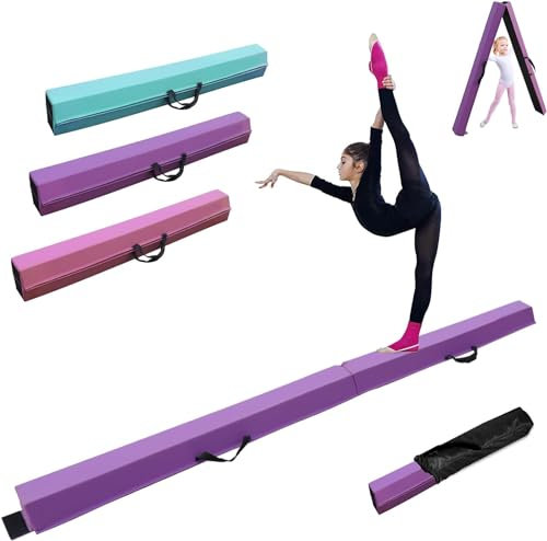 FCOUMY Schwebebalken Kinder 210cm Faltbarer Balken Turnen Balance Beam für Zuhause Training Klappbarer Schwebebalken Gymnastik Gymnastikbalken mit Rutschfestem Boden und Tragetasche