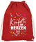 MoonWorks® Turnbeutel Fasching Karneval Konfetti im Herzen Spruch lustig Faschingsartikel Tasche Gymbag rot Unisize