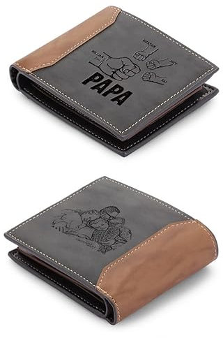 jewelora Personalisierte Herren Geldbörse mit Foto Brieftasche Herren PU Leder mit Gravur Geschenk für ihn Papa Freund Ehemann Vater Sohn Familie Geburtstag