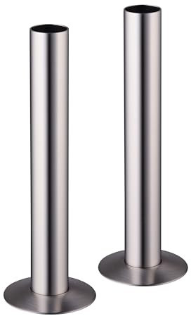 Go Bathrooms Satin Nickel Radiator Pipe 130mm x 18mm Pipe Cover Collar Sleeves Brass Radiator Pipe Covers and Floor Ring