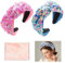 DeryArcle 2 Stück Pailletten Haarreifen Rosa, Glitzer Boho Stirnband Breit Blaues Haarband mit Schachtel, Sequin Hairband für Damen Vintage Haarschmuck Hochzeit Party Geschenk