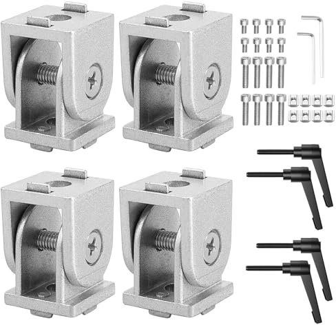 COLFULINE 4PCS Gelenkverbinder, Gelenk Aluprofil 20x20 Nut 6, einstellbarer Winkelverbinder Zinklegierung, Flexibler Scharnier 180 ° Drehbereich, mit Klemmhebel, Montagezubehör für Aluprofil(Silber)