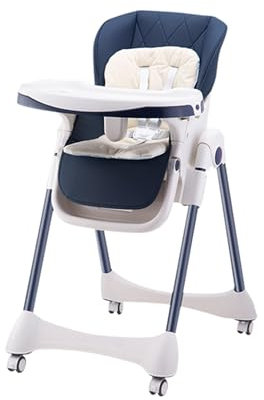 Joyeuse Planet - Luxtar Kinderhochstuhl, skalierbarer Kindersessel, 0-6 Jahre, zusammengeklappt, gebrauchsfertig, kompakte Faltung, zwei Ablagen, Fußstütze, verstellbar, Geburt (blau)