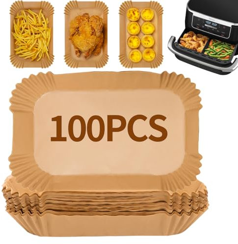 Ciusdkler 100PCS Air Fryer Liners, Non-Stick Baking Paper for Air Fryer, Rectangle Air Fryer Liners Disposable, Air Fryer Accessories for Ninja AF300UK AF400UK
